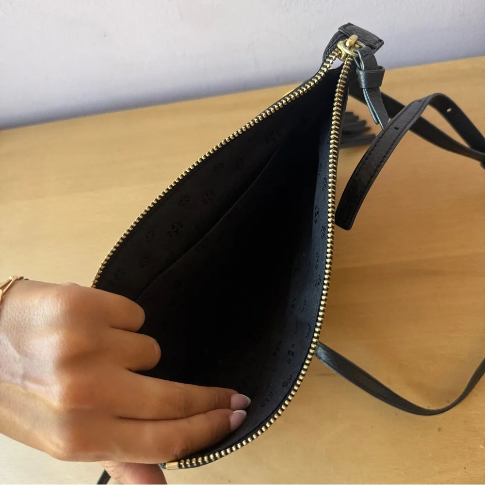 Tory Burch Black Leather Crossbody with Tassel